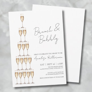 Brunch und Bubbly Elegantes Brautparty Einladung
