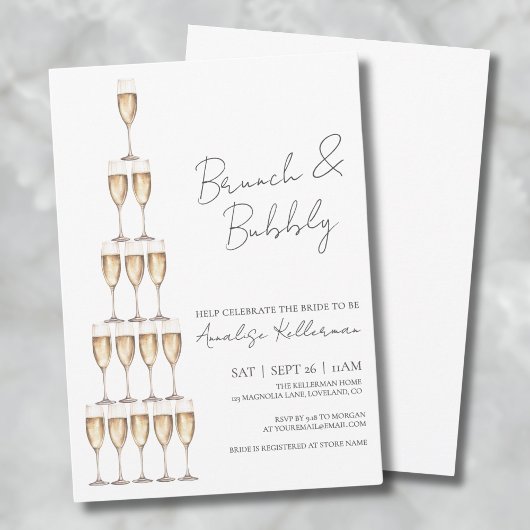 Brunch und Bubbly Elegantes Brautparty Einladung