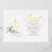 Brunch und Bubbly Elegantes Brautparty Folieneinladung (Vorderseite)