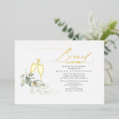 Brunch und Bubbly Elegantes Brautparty Folieneinladung (Stehend vorne)