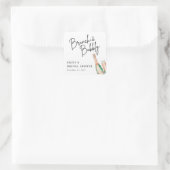 Brunch und Bubbly Elegantes Brautparty Quadratischer Aufkleber (Tasche)