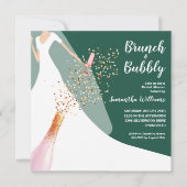 Brunch und Bubbly Emerald Brautparty Einladung (Vorderseite)