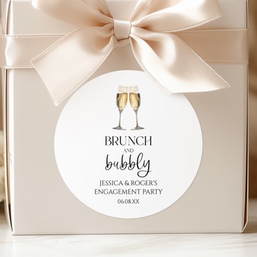 Brunch und Bubbly Engagement Party Brunch Gefallen Runder Aufkleber