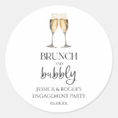 Brunch und Bubbly Engagement Party Brunch Gefallen Runder Aufkleber (Vorderseite)