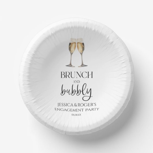 Brunch und Bubbly Engagement Party Brunch Pappteller (Vorderseite)