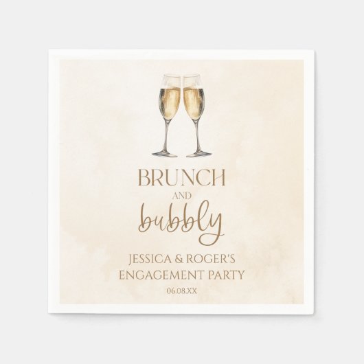 Brunch und Bubbly Engagement Party Brunch Serviette (Vorderseite)