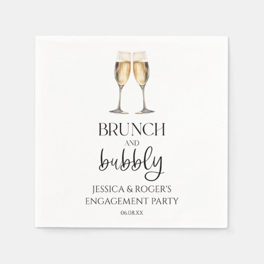 Brunch und Bubbly Engagement Party Brunch Serviette (Vorderseite)