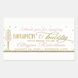 Brunch und Bubbly Flasche Wrapper, Imitat Glitzer Rechteckiger Aufkleber