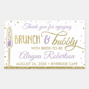 Brunch und Bubbly Flasche Wrapper, Imitat Glitzer Rechteckiger Aufkleber