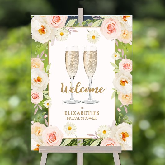 Brunch und Bubbly Floral Brautparty Willkommen Acrylschild