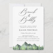 Brunch und Bubbly Forest Mountain Brautparty Einladung (Vorderseite)