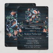 Brunch und Bubbly für Navy & Copper Peony Einladung (Vorne/Hinten)