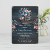 Brunch und Bubbly für Navy & Copper Peony Einladung (Stehend Vorderseite)