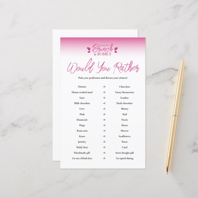 Brunch und Bubbly Galentines würden Sie lieber spi (Vorderseite/Rückseite Beispiel)