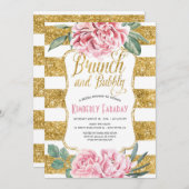 Brunch und Bubbly Gold Brautparty Einladung (Vorne/Hinten)