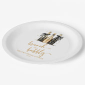 Brunch und Bubbly Gold Champagner Brautparty Pappteller (Schrägansicht)