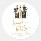 Brunch und Bubbly Gold Champagner Brautparty Runder Aufkleber (Vorderseite)