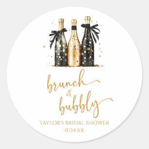 Brunch und Bubbly Gold Champagner Brautparty Runder Aufkleber
