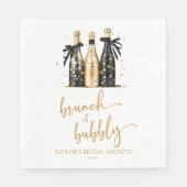 Brunch und Bubbly Gold Champagner Brautparty Serviette (Vorderseite)
