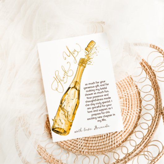 Brunch und Bubbly Gold Elegantes Brautparty Dankeskarte