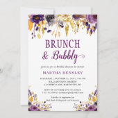 Brunch und Bubbly Gold Glitzer Dots Lila Einladung (Vorderseite)