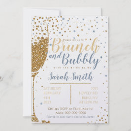 Brunch und Bubbly gold Glitzer_dusty blue_large Einladung