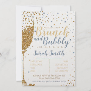 Brunch und Bubbly gold Glitzer_dusty blue_large Einladung
