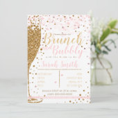 Brunch und Bubbly Gold Glitzer große Polka Backgr Einladung (Stehend Vorderseite)