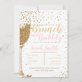 Brunch und Bubbly Gold Glitzer mit gepunktetem Rüc Einladung
