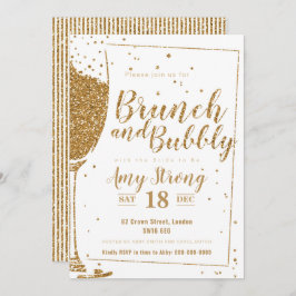 Brunch und Bubbly Gold Glitzer mit gestreiftem Rüc Einladung