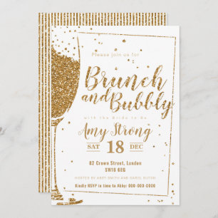Brunch und Bubbly Gold Glitzer mit gestreiftem Rüc Einladung