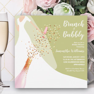 Brunch und Bubbly Green Brautparty Einladung