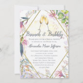 Brunch und Bubbly Green Pink Lilie Brautparty Einladung (Vorderseite)