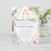 Brunch und Bubbly Green Pink Lilie Brautparty Einladung (Stehend Vorderseite)