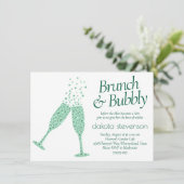 Brunch und Bubbly | Grüner Sekt zum Augenfang Einladung (Stehend Vorderseite)