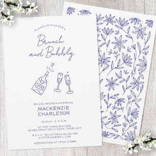 Brunch und Bubbly Handgezeichnete Doodle-Junggesel Einladung