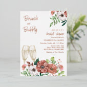 Brunch und Bubbly Herbst Brautparty Rose Gold Folieneinladung (Stehend vorne)