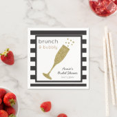 Brunch und Bubbly Imitats Gold Glitzer & Black Dri Serviette (Beispiel)