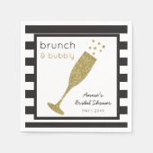 Brunch und Bubbly Imitats Gold Glitzer & Black Dri Serviette (Vorderseite)