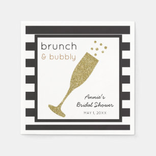 Brunch und Bubbly Imitats Gold Glitzer & Black Dri Serviette