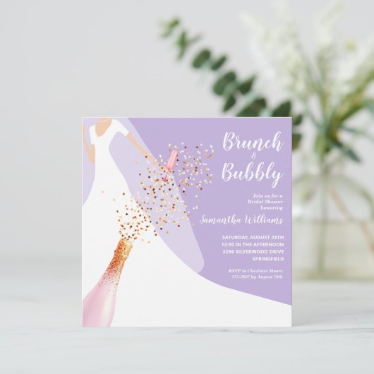 Brunch und Bubbly Lavender Brautparty laden (Stehend Vorderseite)