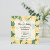 Brunch und Bubbly Lemons Brautparty Einladung (Stehend Vorderseite)