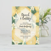 Brunch und Bubbly Lemons Brautparty Einladung (Stehend Vorderseite)