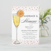 Brunch und Bubbly Mimosa Bridal Dusche Einladung (Stehend Vorderseite)
