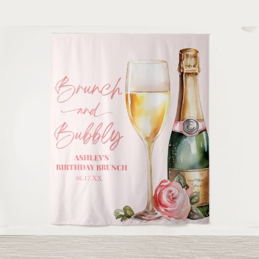 Brunch und Bubbly Mimosa Champagne Birthday Brunch Wandteppich (Vorderseite)