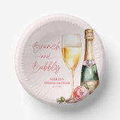 Brunch und Bubbly Mimosa Champagne Brautparty Pappteller (Vorderseite)