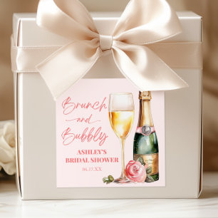 Brunch und Bubbly Mimosa Champagne Brautparty Quadratischer Aufkleber