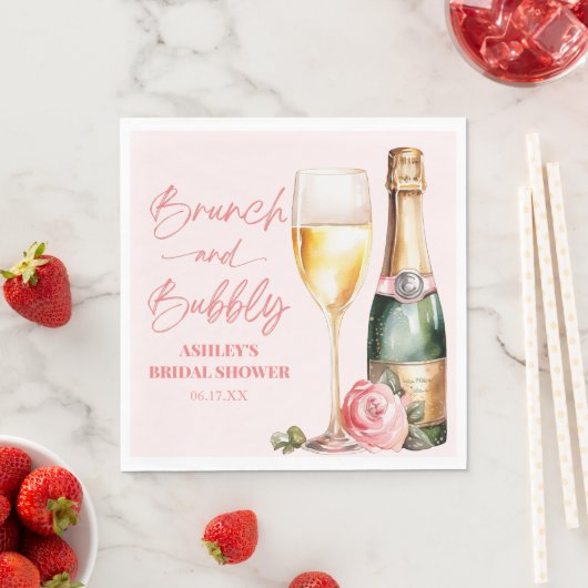 Brunch und Bubbly Mimosa Champagne Brautparty Serviette (Beispiel)