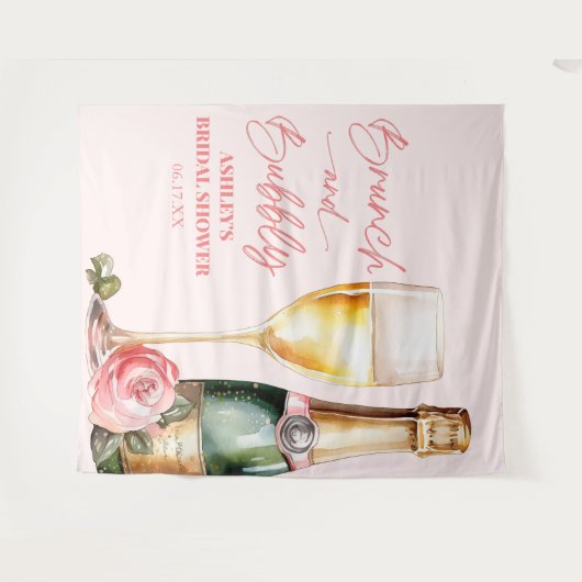 Brunch und Bubbly Mimosa Champagne Brautparty Wandteppich (Vorderseite (Horizontal))