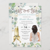 Brunch und Bubbly Minze Green Cacti Brautparty Einladung (Vorne/Hinten)